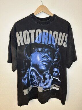 2009 Notorious BIG The Movie Glitter Black Promo T Shirt No Tag Size XL